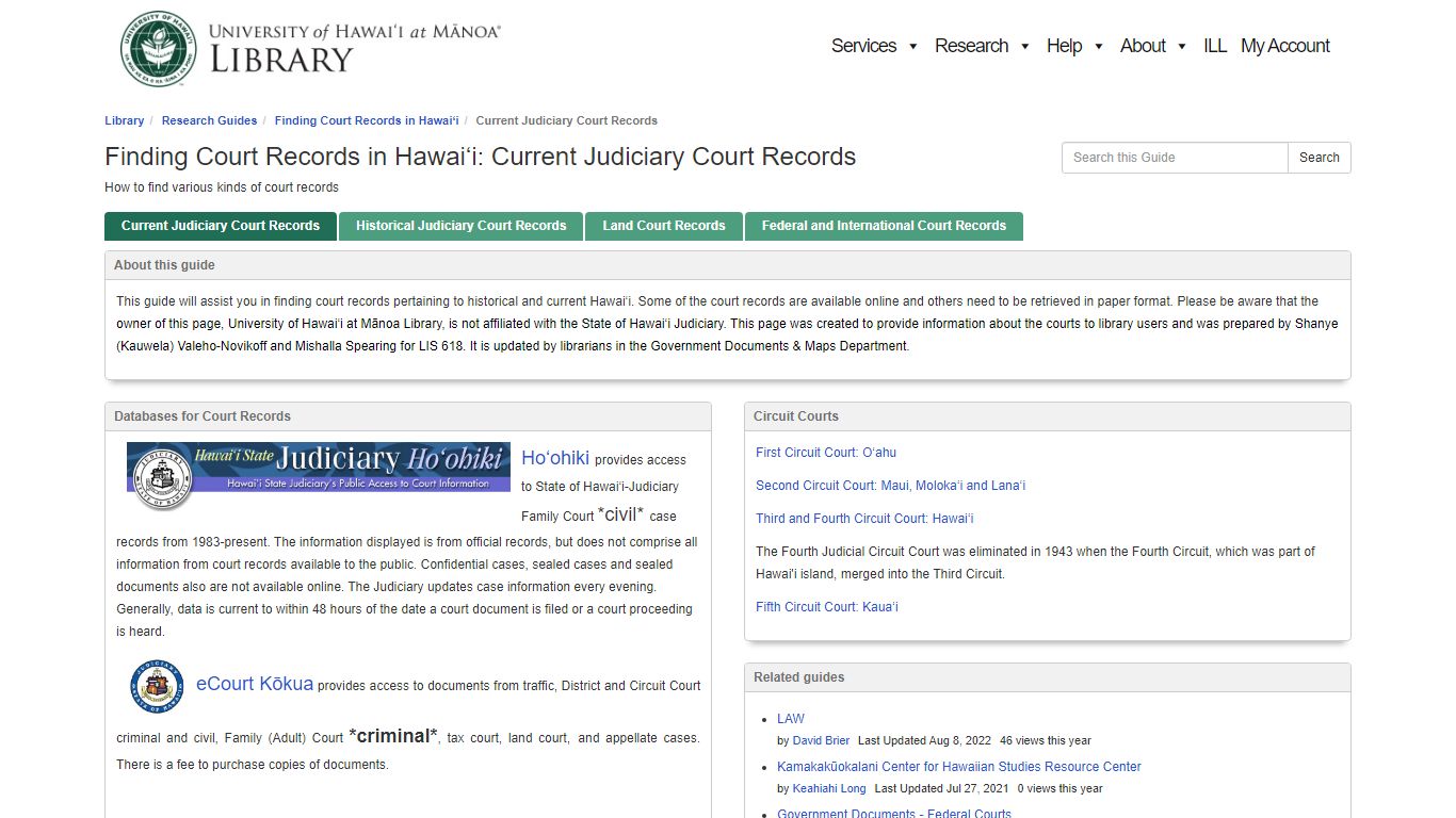 Finding Court Records in Hawai‘i: Current Judiciary Court Records